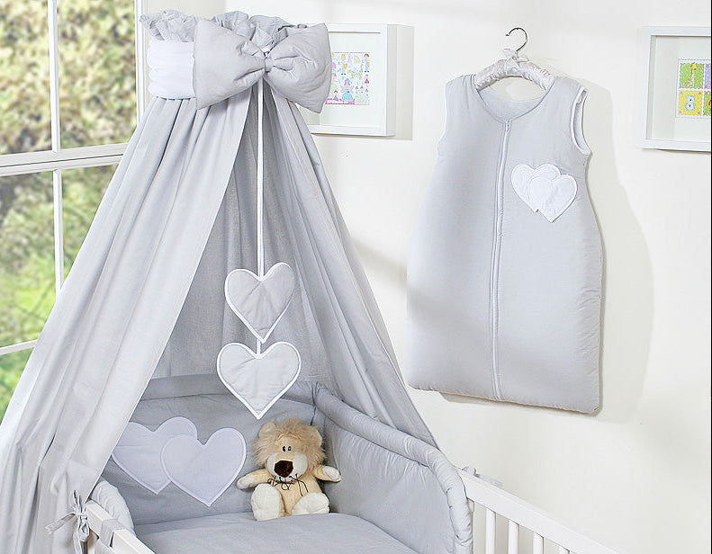 Canopy made of fabric- Hanging Hearts gray