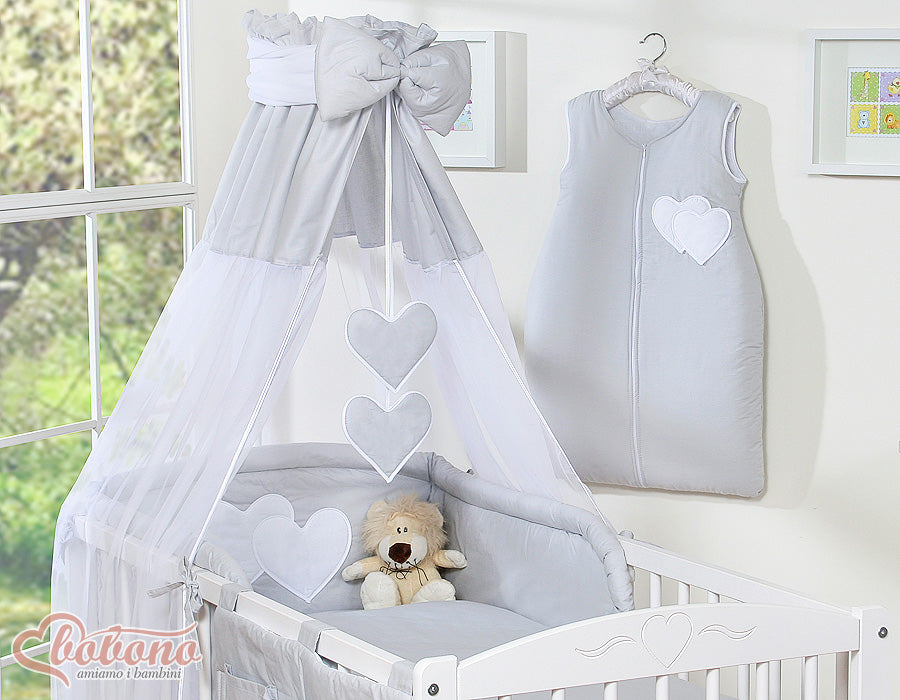 Canopy made of Chiffon- Hanging Hearts gray
