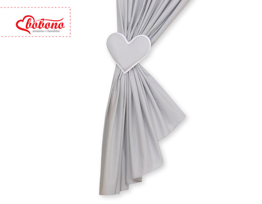 Curtains for baby room- Hanging Hearts white dots on gray
