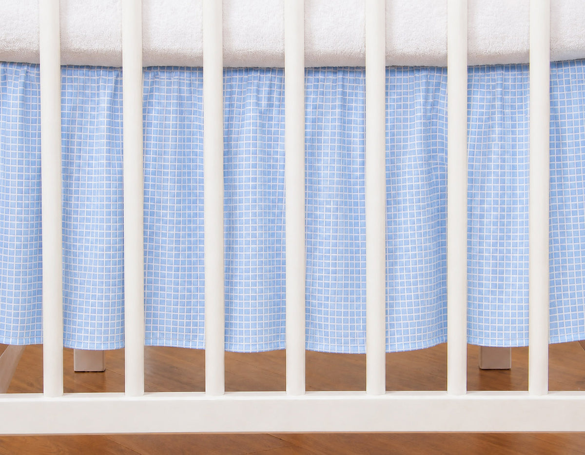 Dust Ruffle Crib - Bed Skirt - Masking flounce 120x60cm - blue checkered
