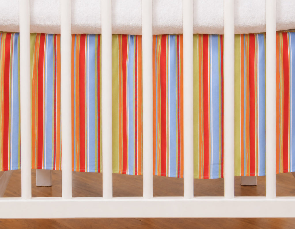 Dust Ruffle Crib - Bed Skirt - Masking flounce 120x60cm - orange strips
