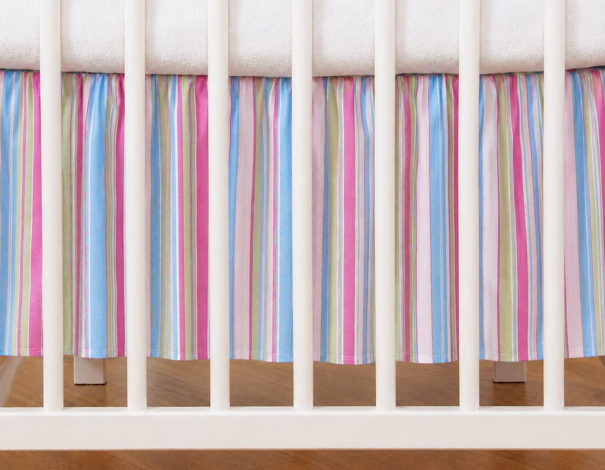 Dust Ruffle Crib - Bed Skirt - Masking flounce 120x60cm - lilac strips