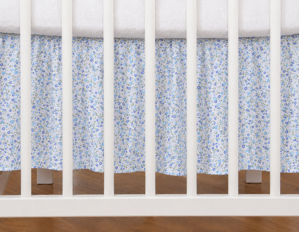 Dust Ruffle Crib - Bed Skirt - Masking flounce 120x60cm - blue flowers
