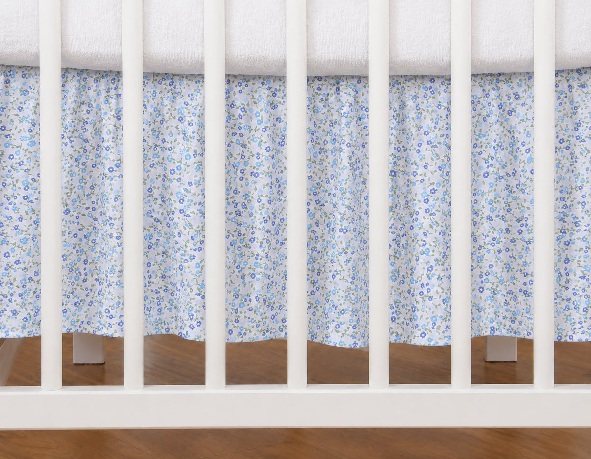 Dust Ruffle Crib - Bed Skirt - Masking flounce 120x60cm - blue flowers