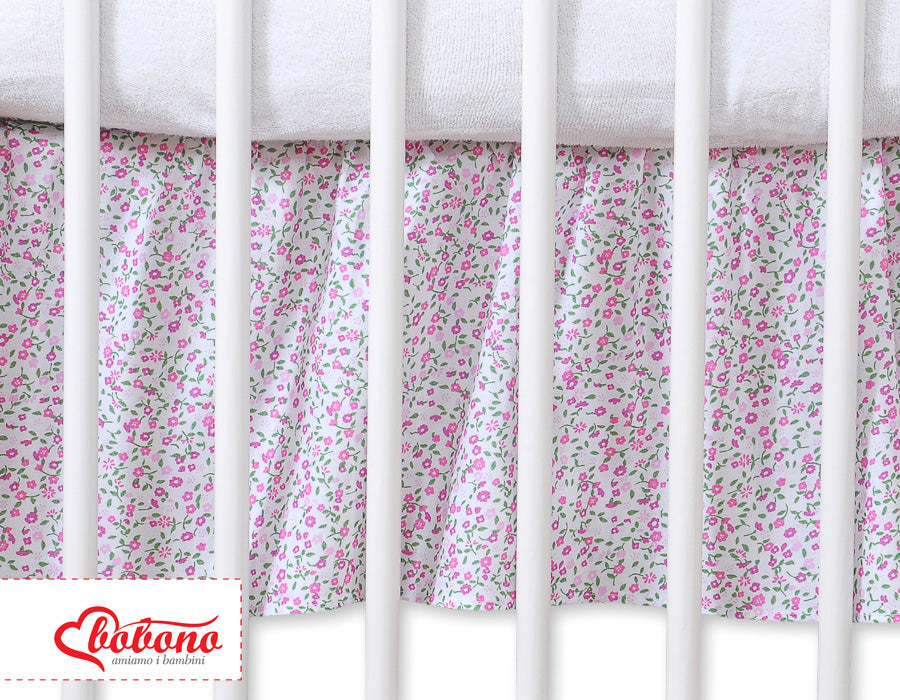 Dust Ruffle-Masking flounce 140x70cm- Hanging Hearts pink flowres