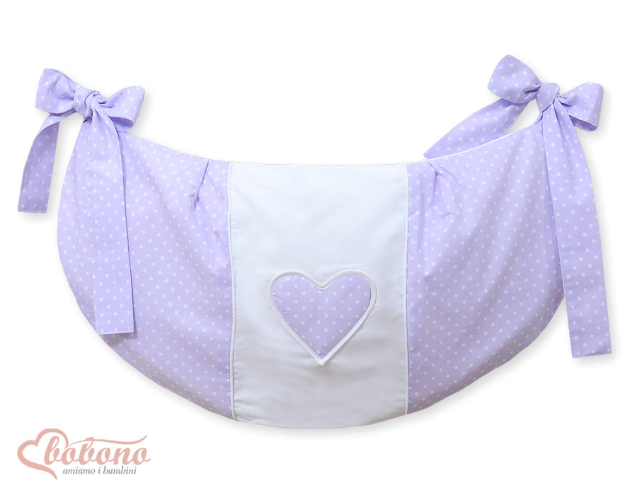Toys bag- Hanging Hearts white polka dots on lilac