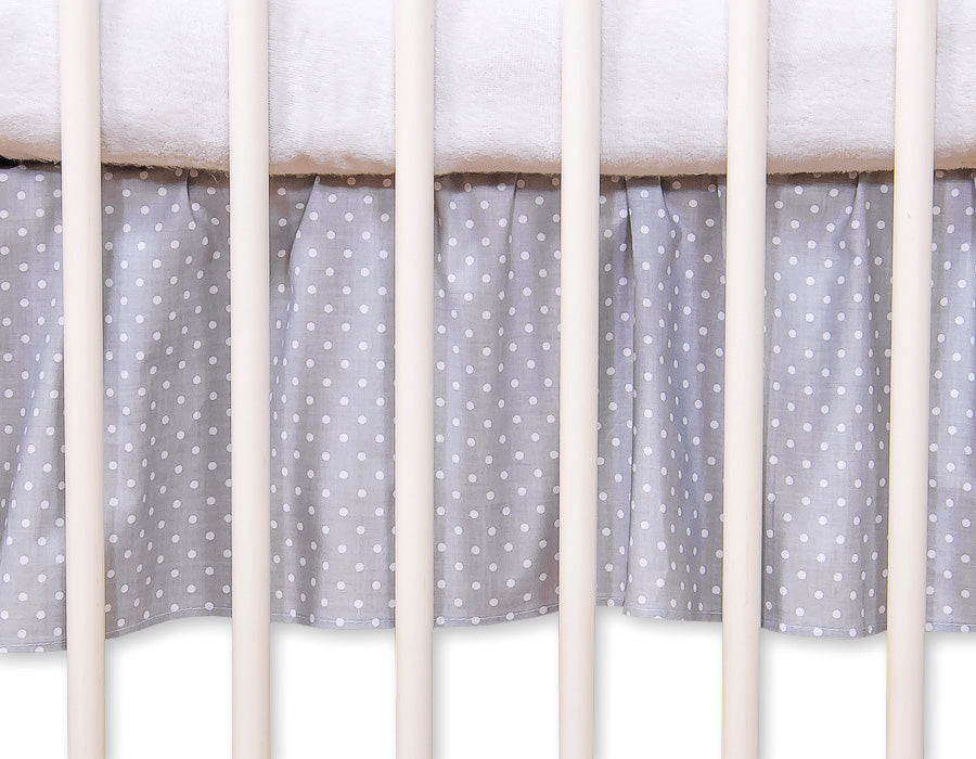 Dust Ruffle-Masking flounce 140x70cm- Hanging Hearts white polka dots on grey