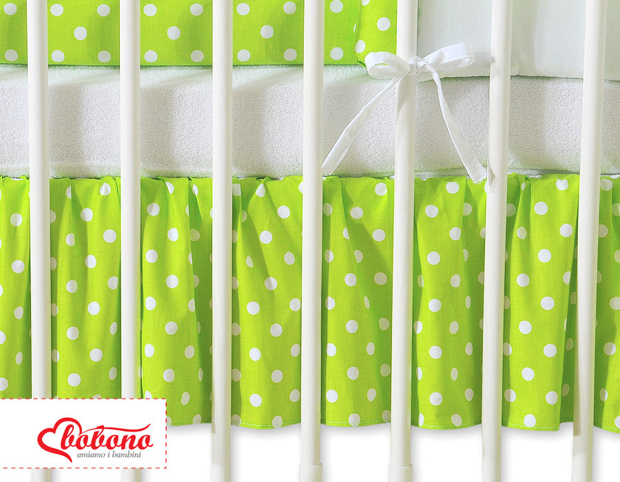 Dust Ruffle-Masking flounce 140x70cm- Hanging Hearts white dots on green