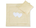 Pram bedding set with duvet and pillow 2pcs - Hearts white dots on beige