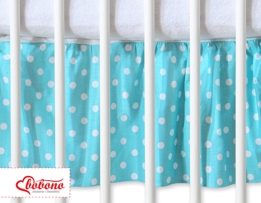 Dust Ruffle-Masking flounce 140x70cm- Hanging Hearts white dots on turquoise