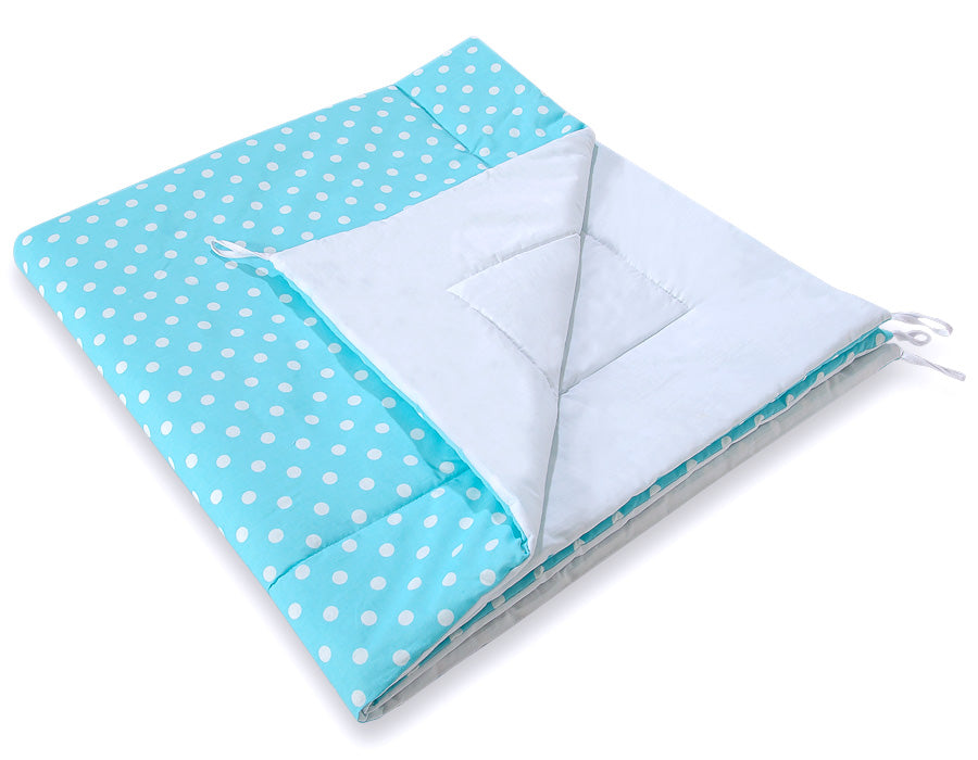 Double-sided teepee playmat with filling - White dots on turquoise