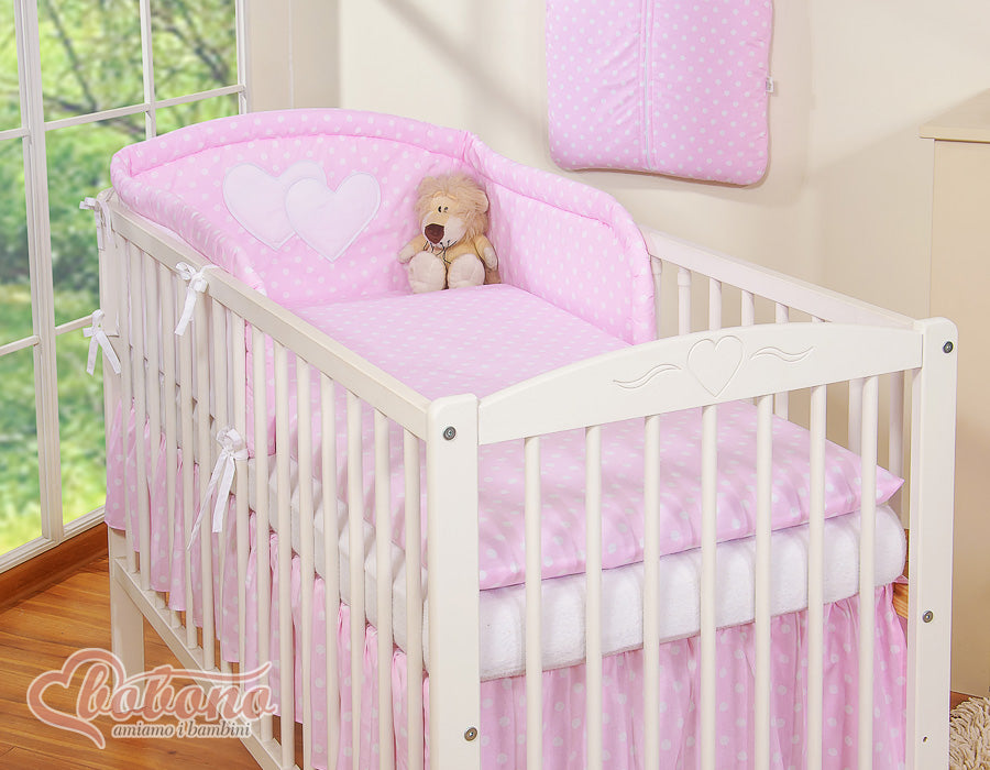 Bedding set 3-pcs 135x100 - Hanging Hearts white dots on pink