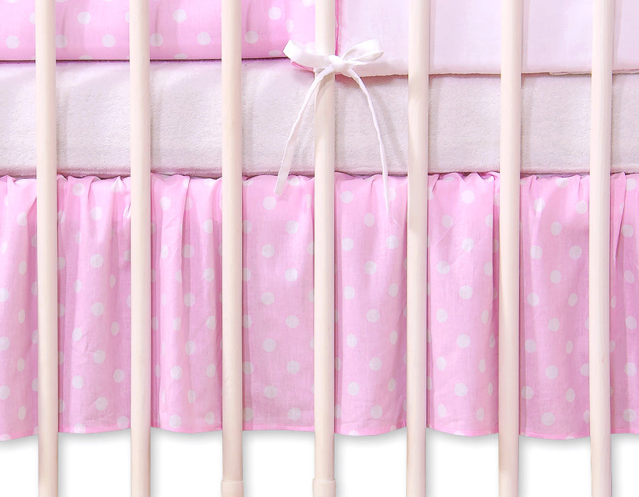 Dust Ruffle-Masking flounce 140x70cm- Hanging Hearts white dots on pink