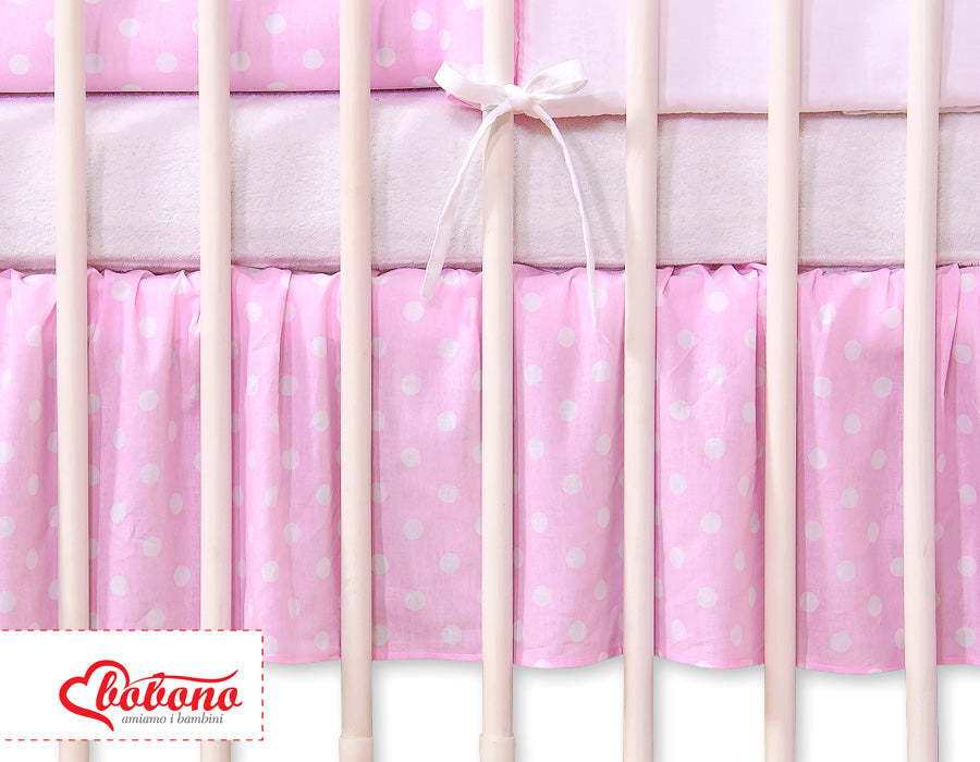 Dust Ruffle-Masking flounce 140x70cm- Hanging Hearts white dots on pink