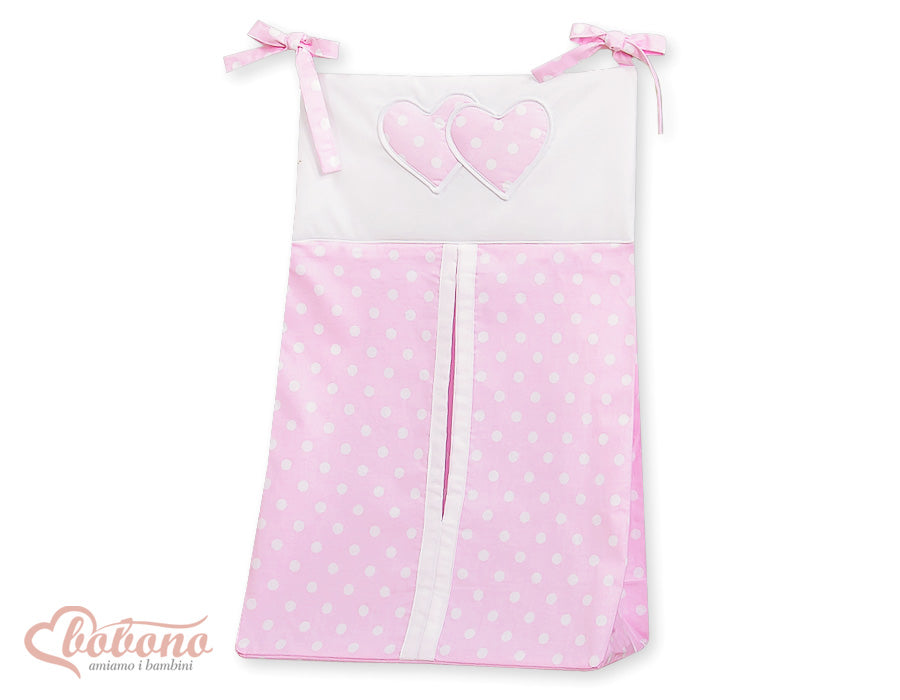 Diaper bag- Hanging Hearts white dots on pink