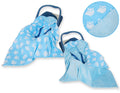 Big double-sided car seat blanket for babies - Owls blue