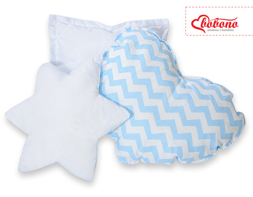 3pcs pillow set - Chevron blue