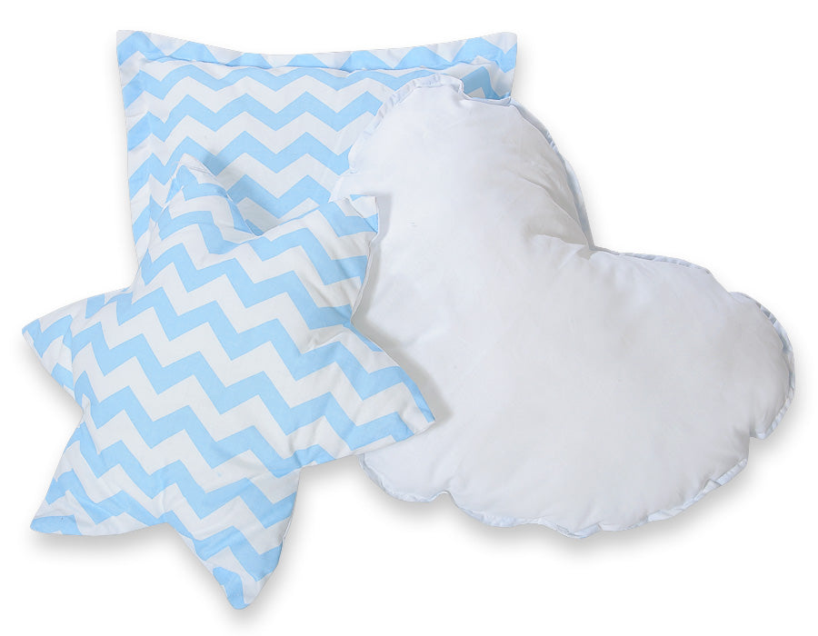 3pcs pillow set - Chevron blue