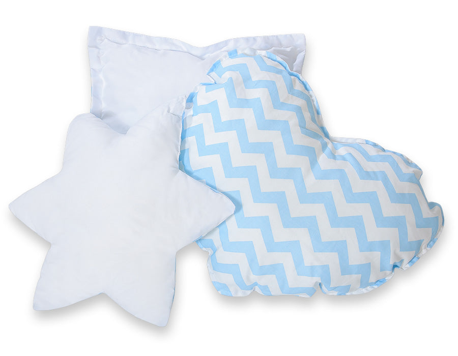 3pcs pillow set - Chevron blue
