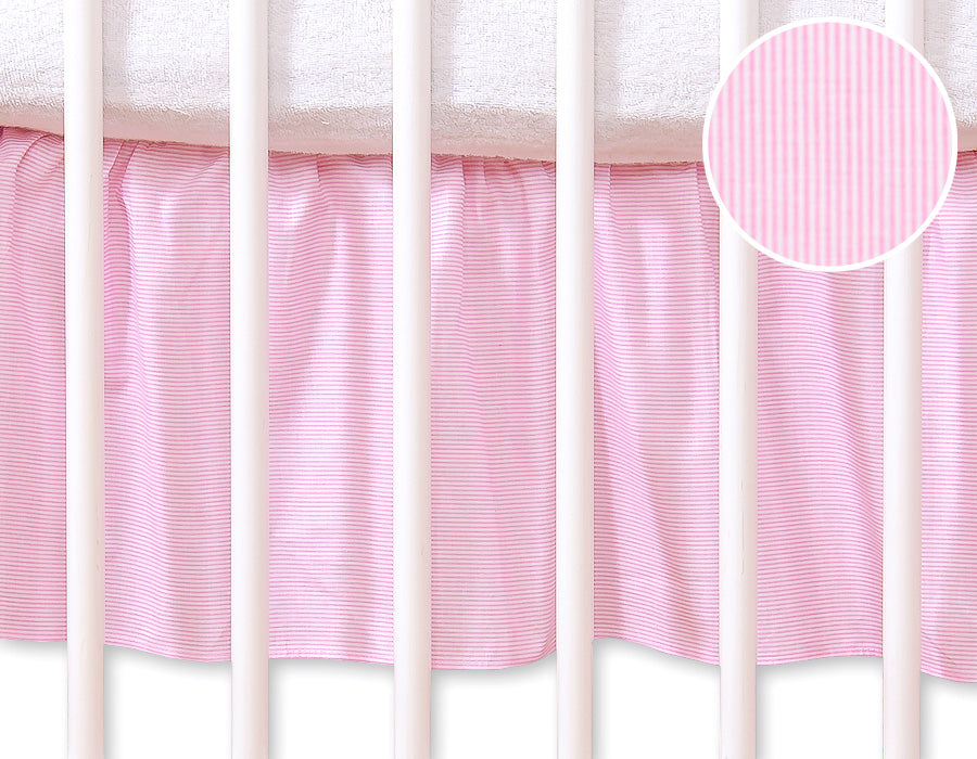 Dust Ruffle Crib - Bed Skirt - Masking flounce 120x60cm - pink strips