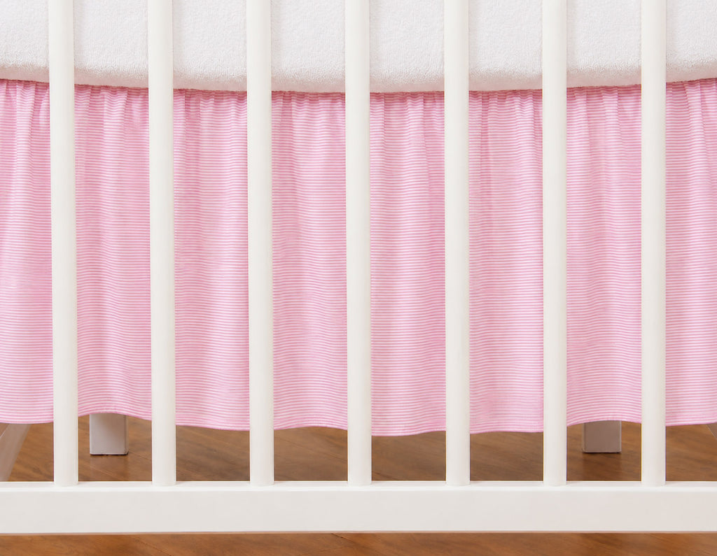 Dust Ruffle Crib - Bed Skirt - Masking flounce 120x60cm - pink strips