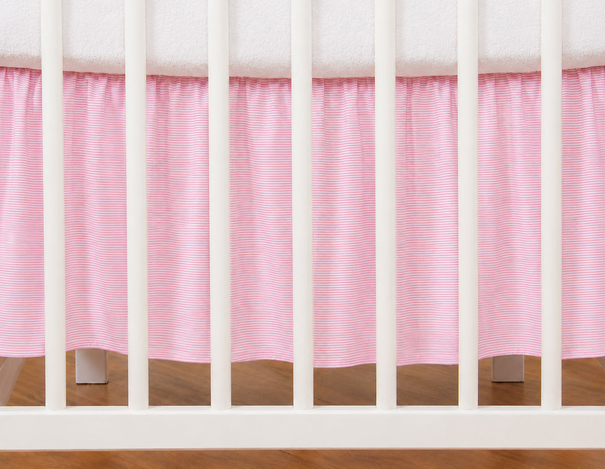 Dust Ruffle Crib - Bed Skirt - Masking flounce 120x60cm - pink strips