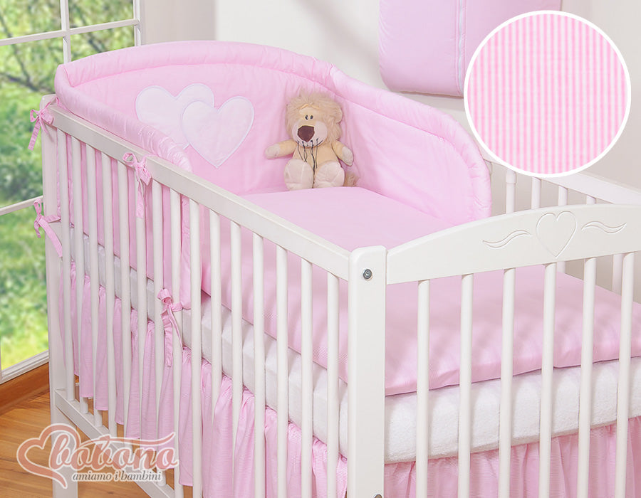 Bedding set 3-pcs 135x100 - Hanging Hearts pink strips