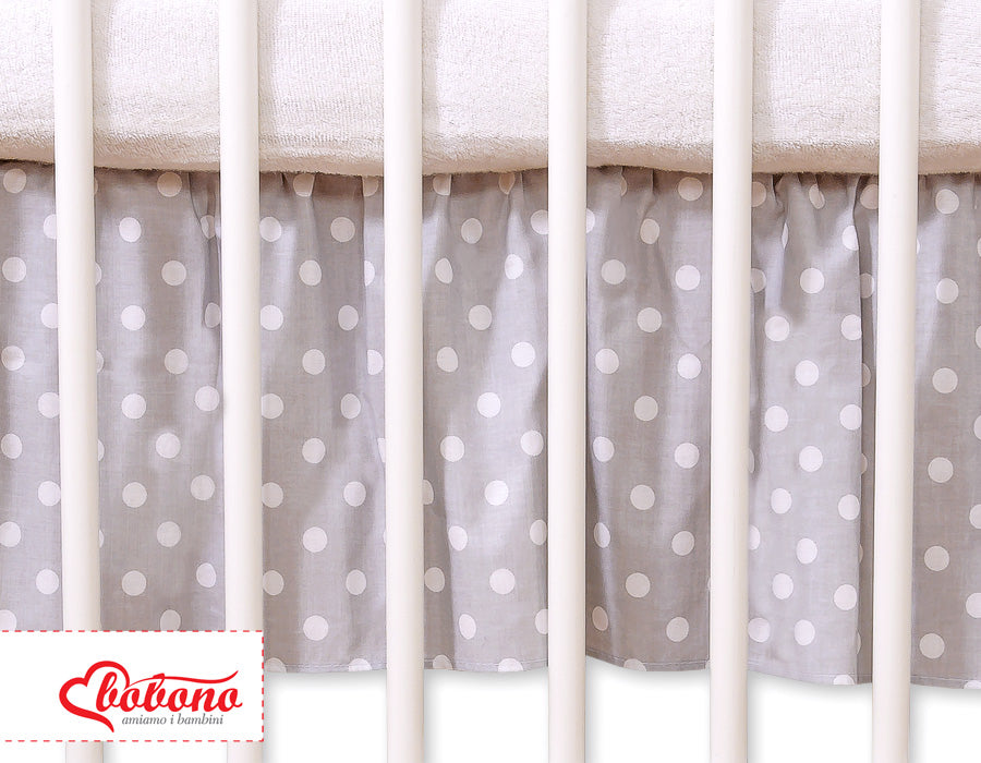 Dust Ruffle-Masking flounce 140x70cm- Hanging Hearts white dots on grey