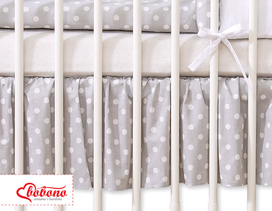 Dust Ruffle-Masking flounce 140x70cm- Hanging Hearts white dots on grey
