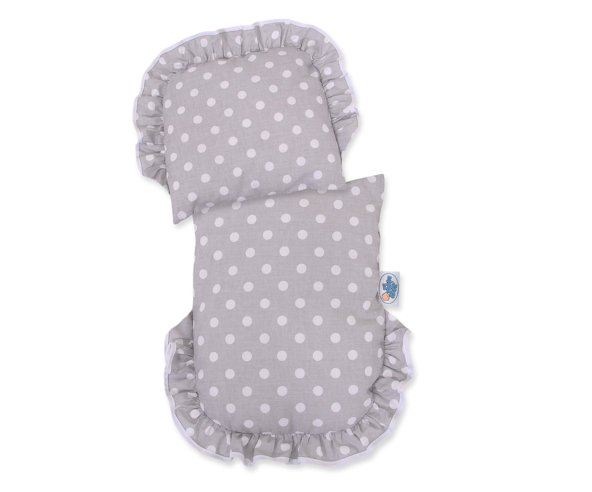 Wicker doll pushchair white with grey bedding and soft padding CHIARA