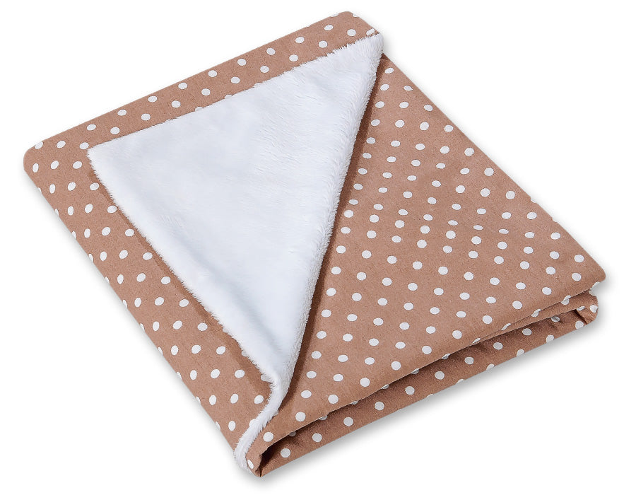 Big double-sided car seat blanket for babies - White dots on brown