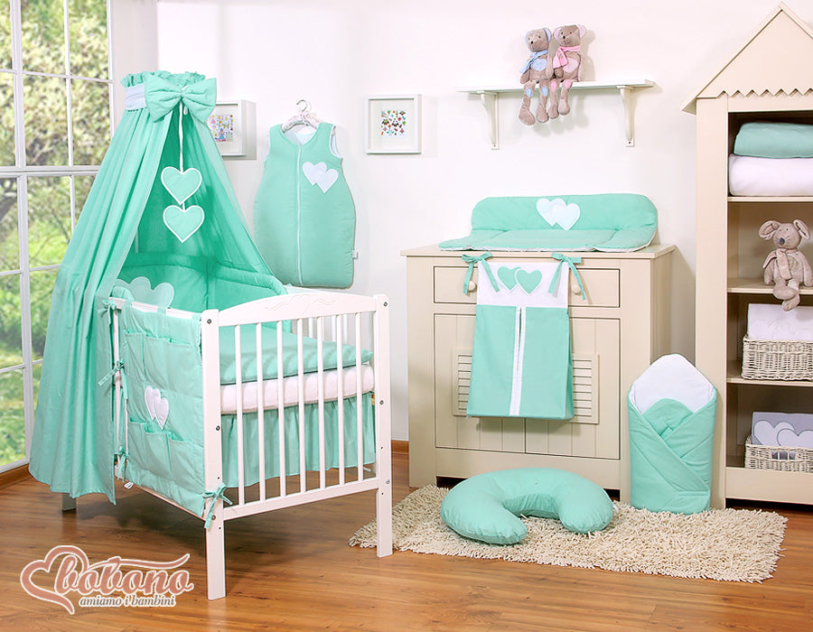 Canopy made of fabric- Hanging Hearts mint