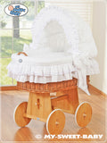 Moses Basket/ Wicker hood crib- Little Angel white