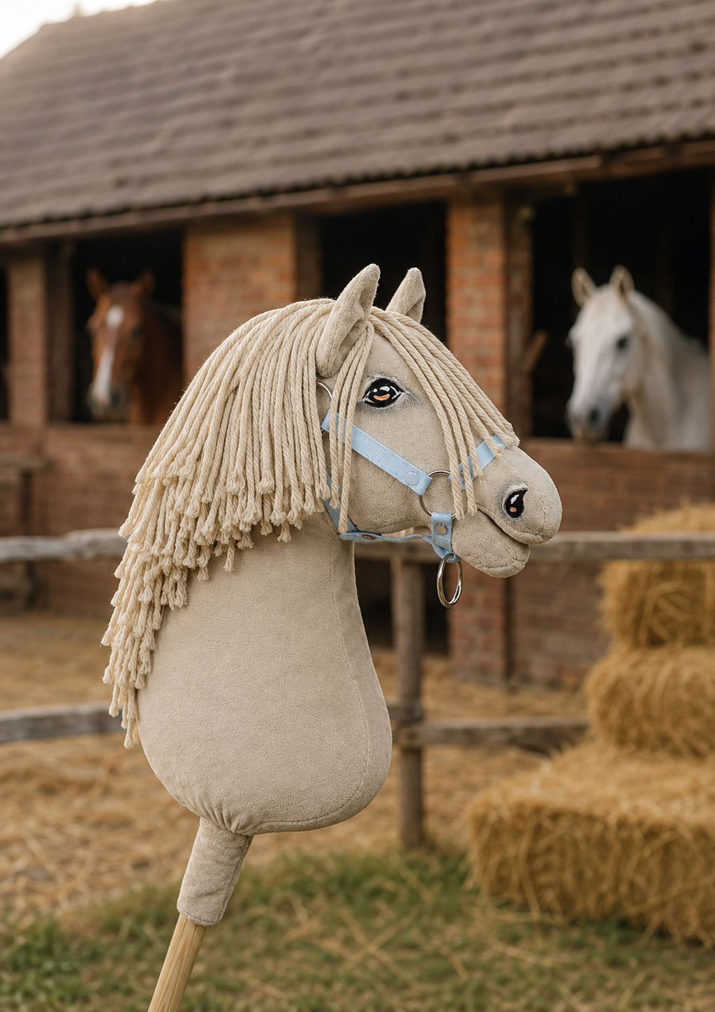 Horse on a stick Super Hobby Horse Premium - cremello horse A3
