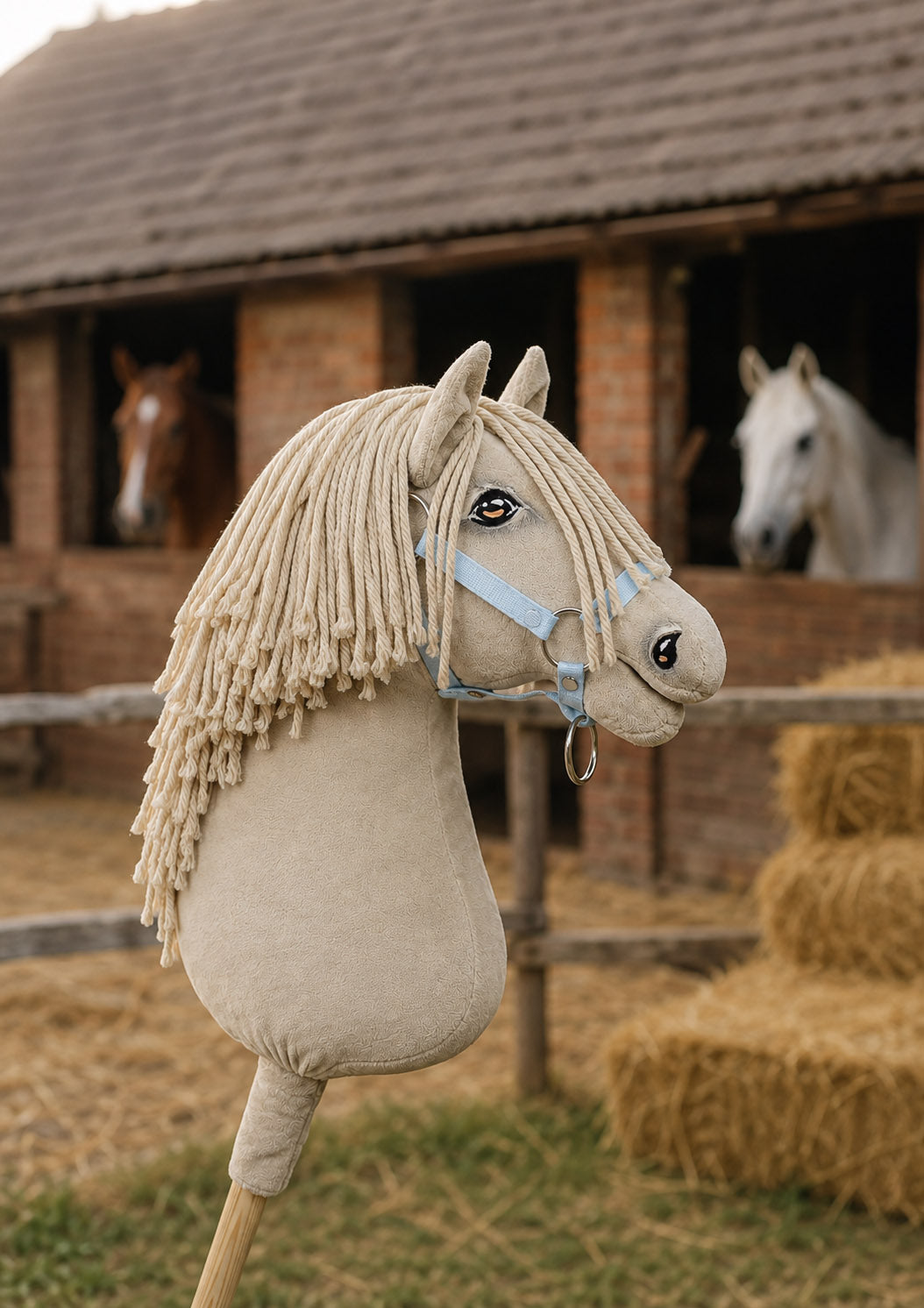 Horse on a stick Super Hobby Horse Premium - cremello horse A3