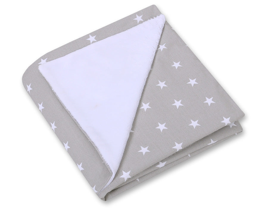 Big double-sided car seat blanket for babies - Stars grey