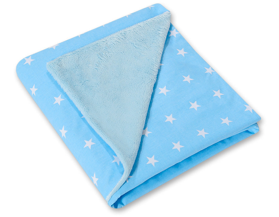 Big double-sided car seat blanket for babies - Blue stars