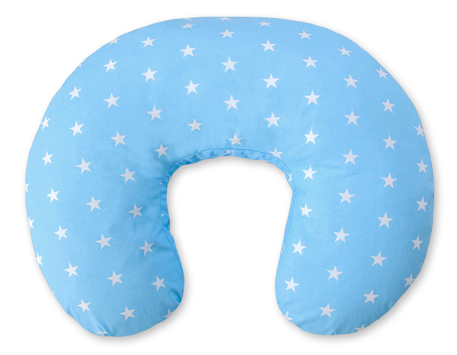 Breastfeeding Pillow Nursing Croissant Pillow, removable, Hands-Free Feeding - Blue Stars