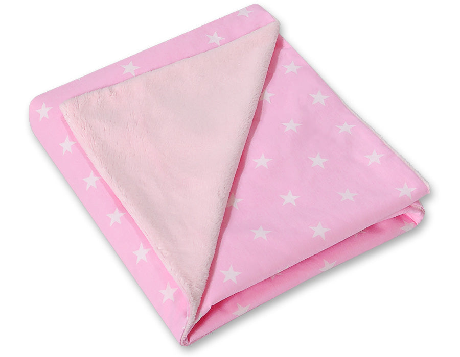 Big double-sided car seat blanket for babies - Pink stars