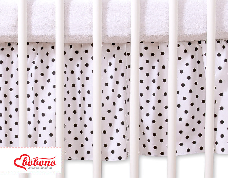 Dust Ruffle-Masking flounce 140x70cm- Hanging Hearts black dots on white