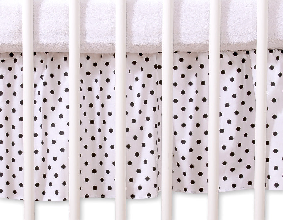 Dust Ruffle Crib - Bed Skirt - Masking flounce 120x60cm - black dots on white