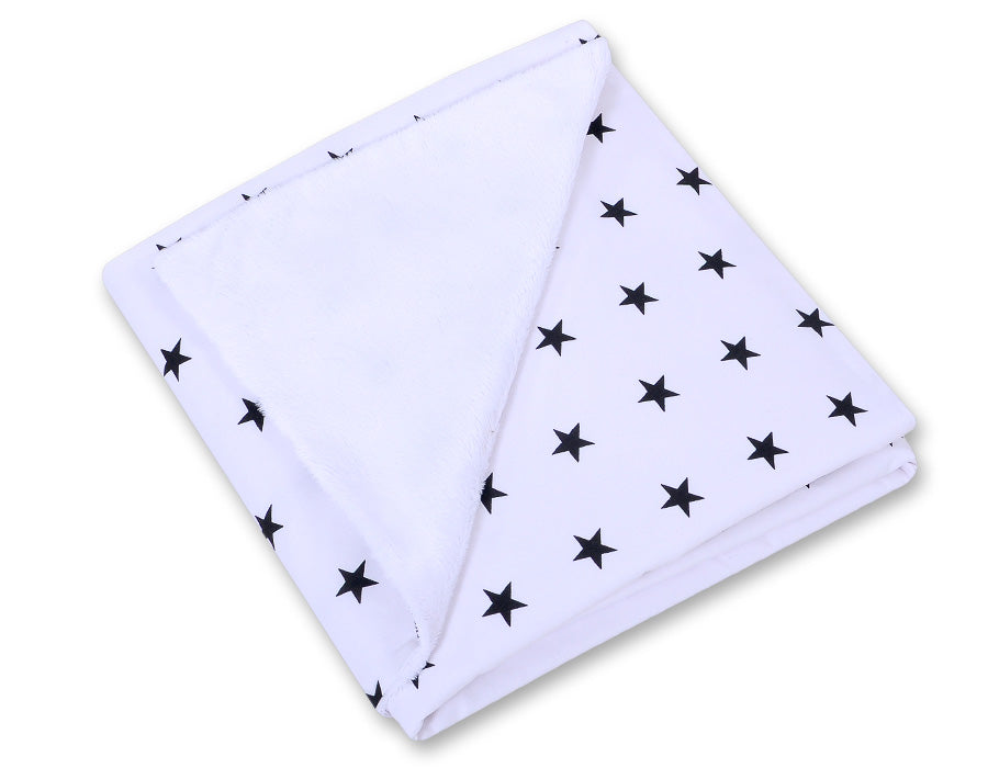 Big double-sided car seat blanket for babies - Black stars