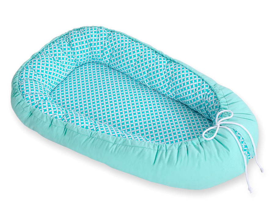 Baby nest double-sided Premium Cocoon for infants BOBONO- Mint rosette