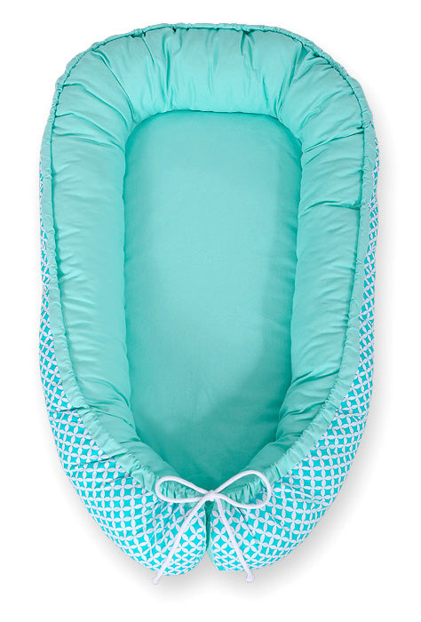 Baby nest double-sided Premium Cocoon for infants BOBONO- Mint rosette