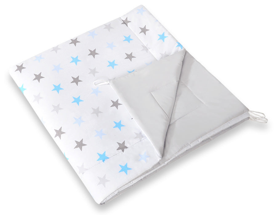 Double-sided teepee playmat with filling - Grey-blue stars/grey