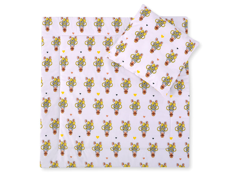 Pram bedding set with duvet and pillow 2pcs - Yellow zebras