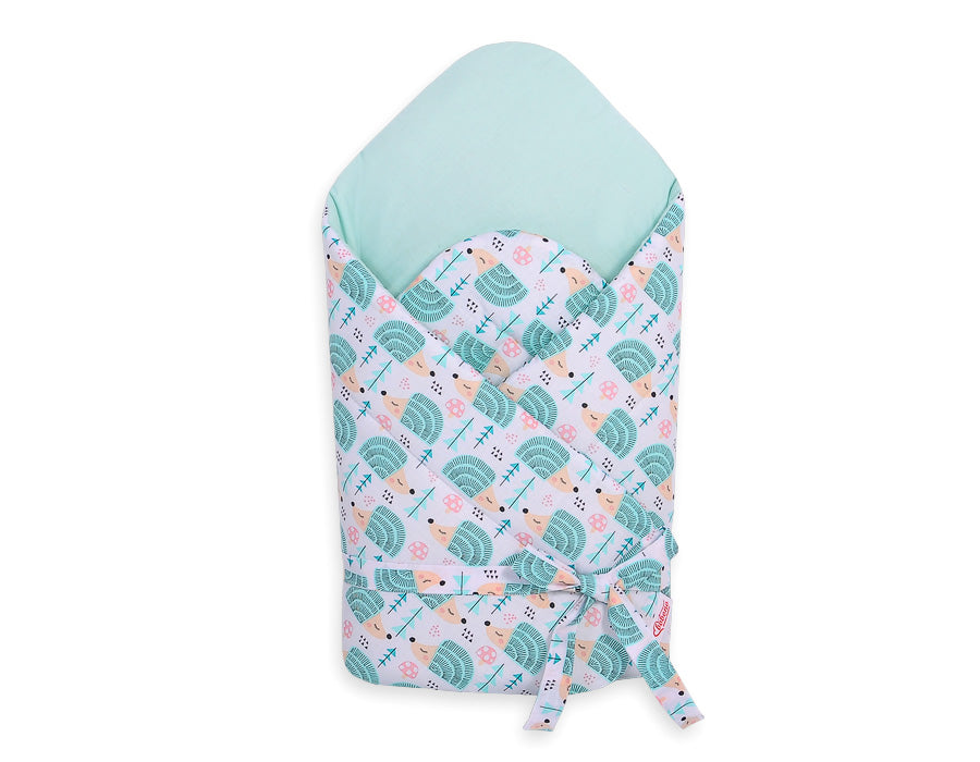 Baby nest 2in1 with stiffening with bow - hedgehogs mint