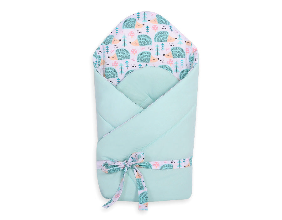 Baby nest 2in1 with stiffening with bow - hedgehogs mint