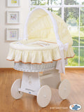 Moses Basket/Wicker crib with hood- Teddy Bear Barnaba cream