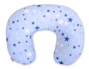 Breastfeeding Pillow Nursing Croissant Pillow, removable, Hands-Free Feeding - blue stars